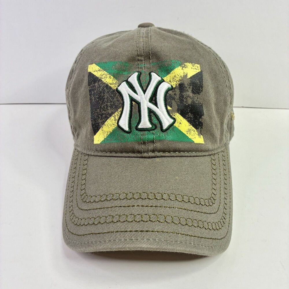 New York Yankees Baseball Cap Hat Caribbean Vacation Jamaican Flag Green *READ*